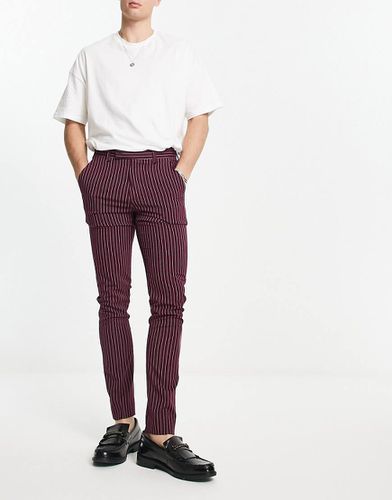 Pantalon ajusté habillé à rayures - Bordeaux - Asos Design - Modalova