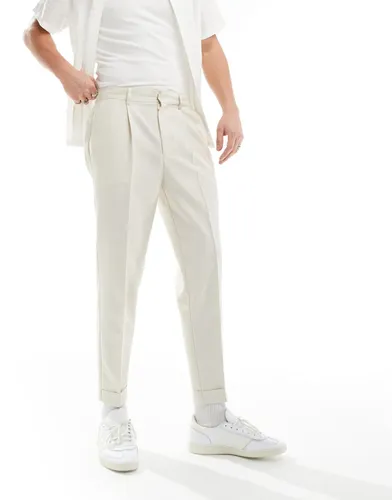 Pantalon ajusté habillé microtexturé - Écru - Asos Design - Modalova
