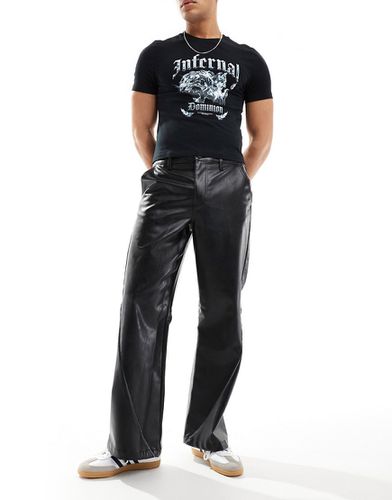 Pantalon baggy en similicuir avec ourlet large et passepoils - Asos Design - Modalova