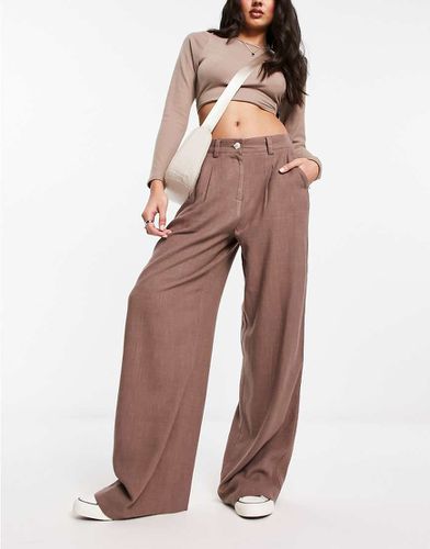 Pantalon dad en lin - Taupe - Asos Design - Modalova