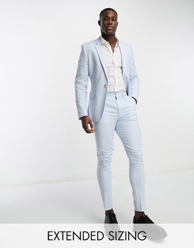 Pantalon de costume ultra ajusté en lin à motif pied-de-poule - Asos Design - Modalova