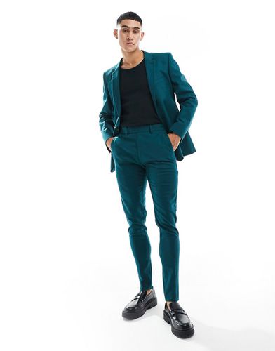 Pantalon de costume ultra skinny en lin mélangé - sarcelle - Asos Design - Modalova