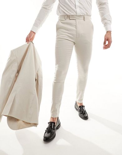 Pantalon de costume ultra skinny en lin - Taupe - Asos Design - Modalova