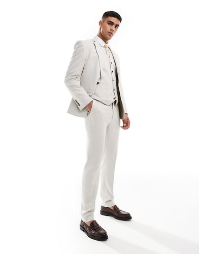 Pantalon de costume ajusté à texture ail-de-perdrix - Gris pâle - Asos Design - Modalova