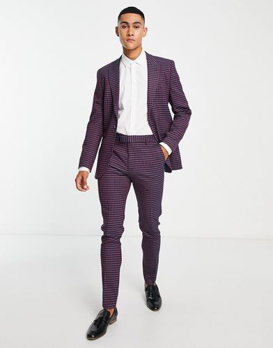Pantalon de costume ajusté en sergé à motif pied-de-poule - Asos Design - Modalova