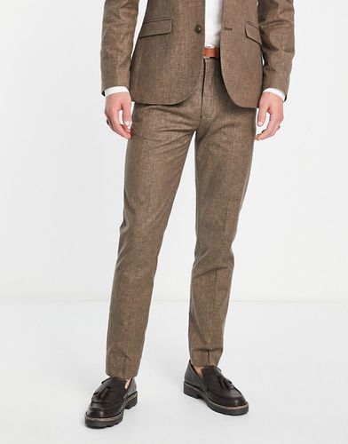 Pantalon de costume ajusté en tissu flammé à motif hachuré - Asos Design - Modalova