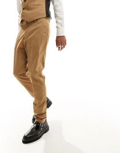 Pantalon de costume ajusté en tissu micro-texturé - Camel - Asos Design - Modalova