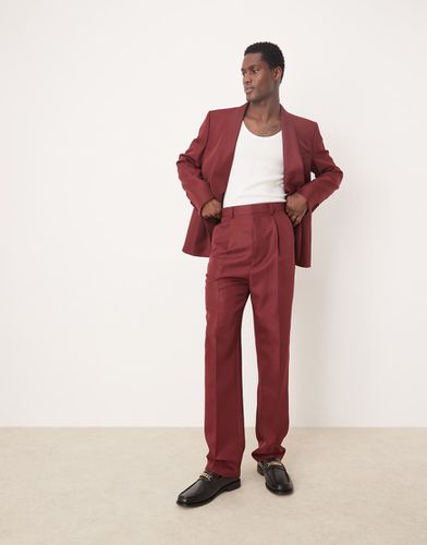 Pantalon de costume droit en satin mat - Bordeaux - Asos Design - Modalova