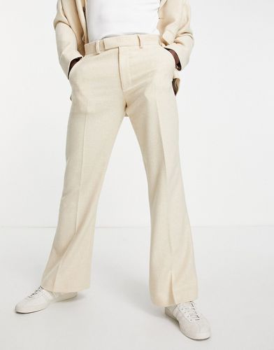 Pantalon de costume évasé en laine mélangée à chevrons - Taupe - Asos Design - Modalova