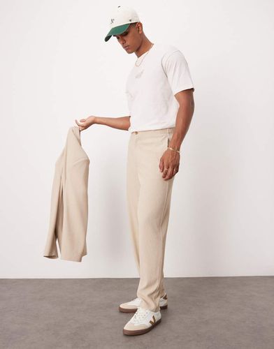 Pantalon de costume large en tissu côtelé texturé - Taupe - Asos Design - Modalova