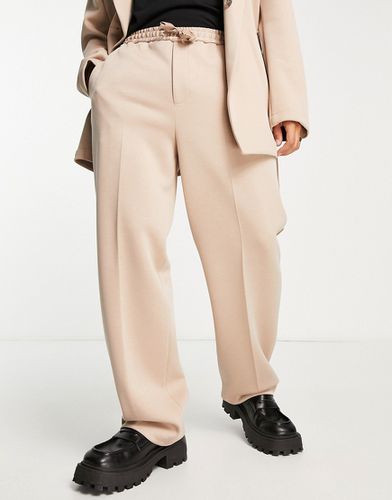 Pantalon de costume large en sergé - Taupe - Asos Design - Modalova