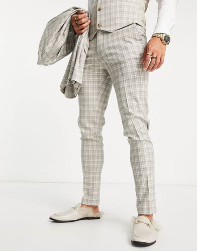 Pantalon de costume skinny à carreaux effet grille - Beige et - Asos Design - Modalova