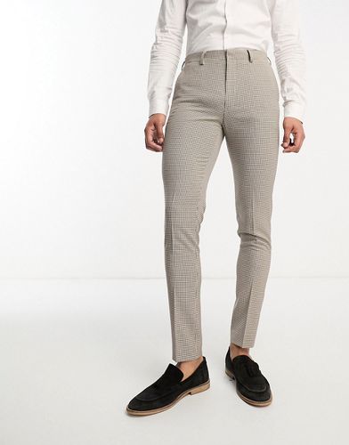 Pantalon de costume skinny à petits carreaux - Taupe - Asos Design - Modalova