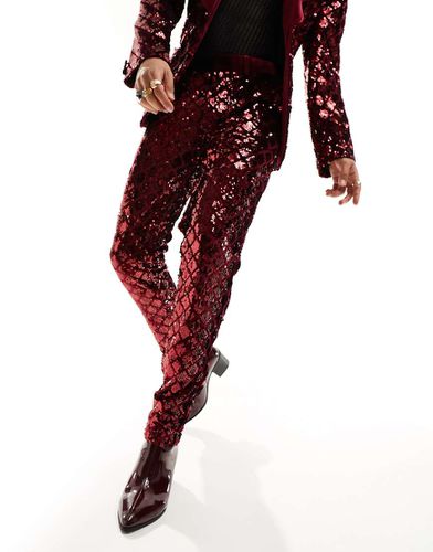 Pantalon de costume skinny à sequins et à strass - Bordeaux - Asos Design - Modalova