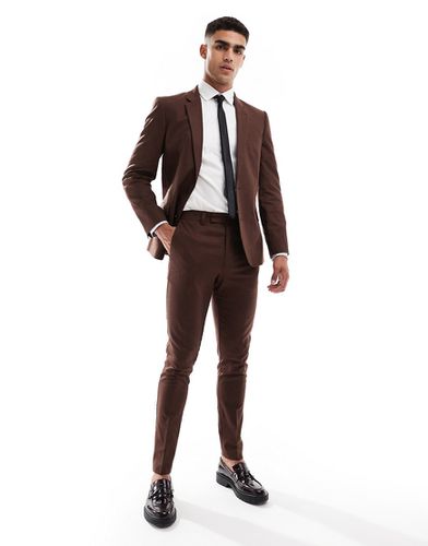 Pantalon de costume skinny en lin - Marron - Asos Design - Modalova