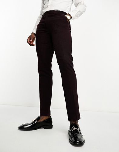 Pantalon de costume slim en laine mélangée à chevrons - Bordeaux - Asos Design - Modalova