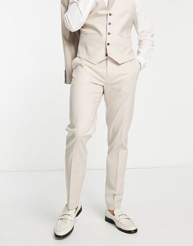 Pantalon de costume slim en lin mélangé - Taupe - Asos Design - Modalova