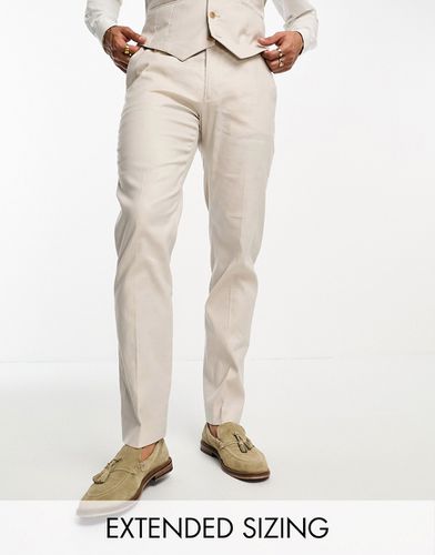 Pantalon de costume slim en lin mélangé - Taupe - Asos Design - Modalova