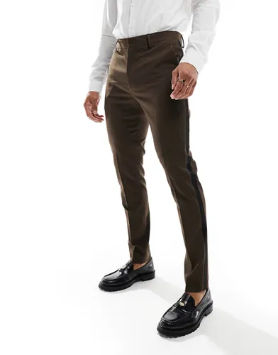 Pantalon de costume slim style smoking - Marron - Asos Design - Modalova