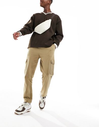 Pantalon de jogging cargo fuselé à cordon coulissant - Beige - Asos Design - Modalova