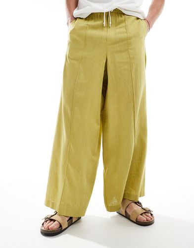 Pantalon de jogging habillé ultra-large en lin mélangé - chartreuse - Asos Design - Modalova