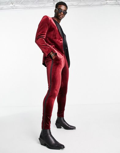 Pantalon de smoking ultra skinny en velours - Bordeaux - Asos Design - Modalova