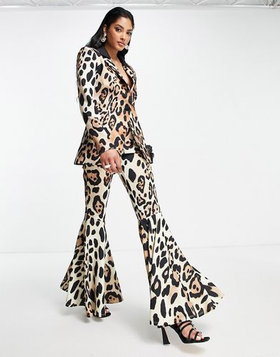 Pantalon de tailleur en jersey ultra évasé à imprimé léopard - Asos Design - Modalova