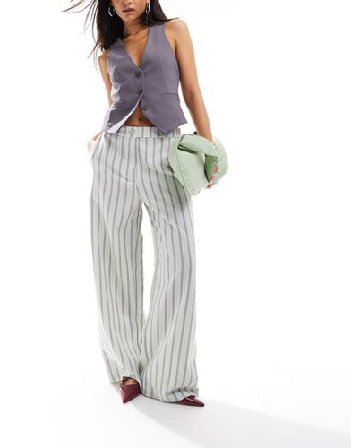 Pantalon décontracté coupe ajustée à rayures - Sauge - Asos Design - Modalova