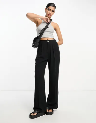 Pantalon décontracté en lin mélangé - Noir - Asos Design - Modalova