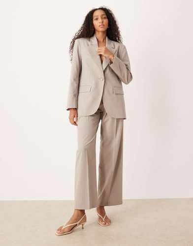Pantalon d'ensemble  pinces ray coupe ample - Taupe - Asos Design - Modalova