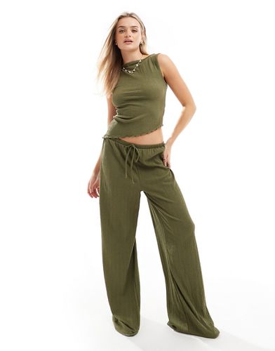 Pantalon d'ensemble ample et texturé - Kaki - Asos Design - Modalova