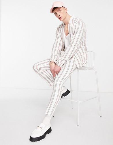 Pantalon d'ensemble fuselé habillé à rayures rétro - Rose/ - Asos Design - Modalova