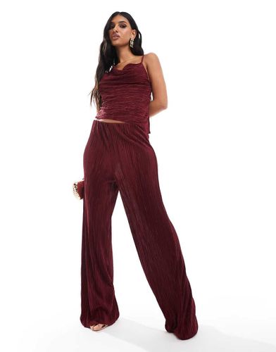 Pantalon d'ensemble plissé coupe ample à taille haute - Bordeaux - Asos Design - Modalova