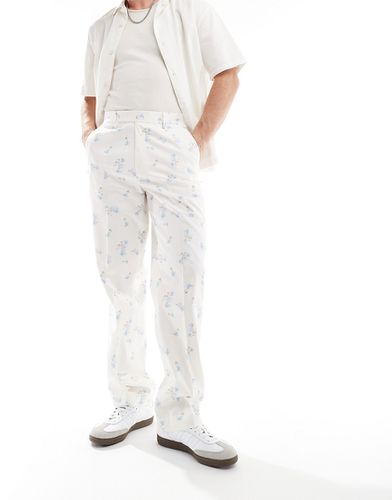 Pantalon droit habillé à petites fleurs bleues - Asos Design - Modalova