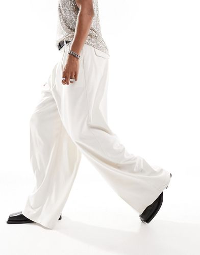 Pantalon élégant coupe ultra ample en tissu texturé - Écru - Asos Design - Modalova