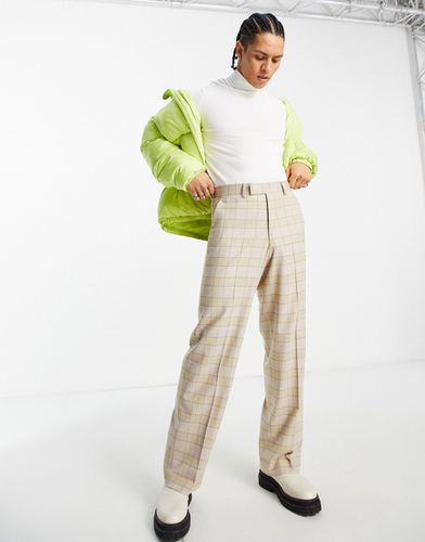 Pantalon élégant large à carreaux - Vert citron - Asos Design - Modalova