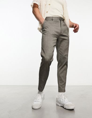 Pantalon élégant micro texturé coupe fuselée - Taupe - Asos Design - Modalova