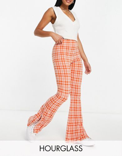 Pantalon évasé en jersey à carreaux avec fentes - Orange - Asos Design - Modalova