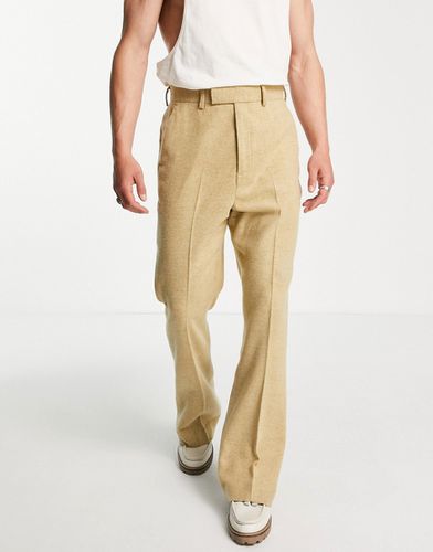 Pantalon évasé élégant à taille haute en sergé de laine mélangée - Camel - Asos Design - Modalova