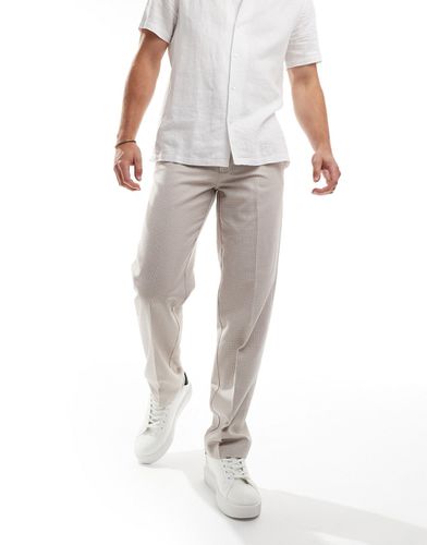 Pantalon habillé droit en tissu texturé - Camel - Asos Design - Modalova