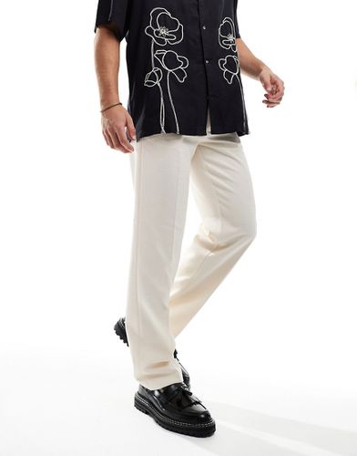 Pantalon habillé droit en tissu texturé - Taupe - Asos Design - Modalova