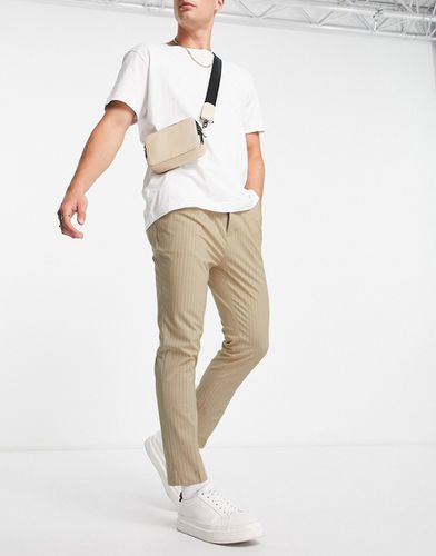 Pantalon habillé fuselé à fines rayures - Taupe - Asos Design - Modalova