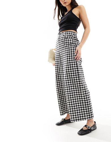 Pantalon large court à carreaux vichy - Noir et blanc - Asos Design - Modalova