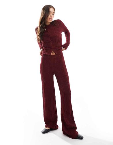 Pantalon large d'ensemble en maille torsadée - Bordeaux - Asos Design - Modalova