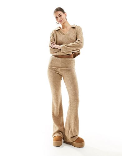 Pantalon large d'ensemble en bouclé avec rabat à la taille - Écru - Asos Design - Modalova