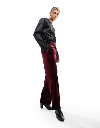 Pantalon large habillé en velours - Bordeaux - Asos Design - Modalova