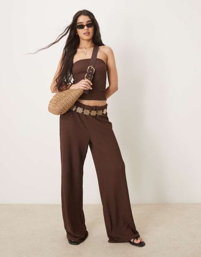 Pantalon large textur d'ensemble - Chocolat - Asos Design - Modalova