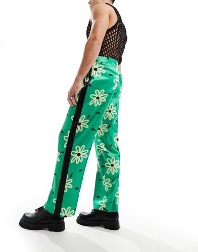 Pantalon satiné ample à fleurs - Asos Design - Modalova