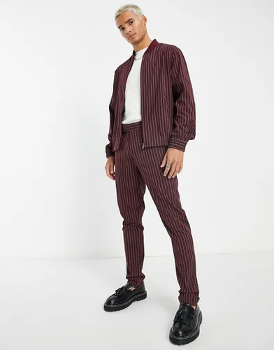 Pantalon slim d'ensemble habillé à fines rayures - Ardoise et bordeaux - Asos Design - Modalova