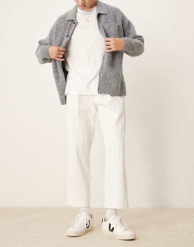 Pantalon raccourci coupe droite élégante en velours froissé - Blanc - Asos Design - Modalova